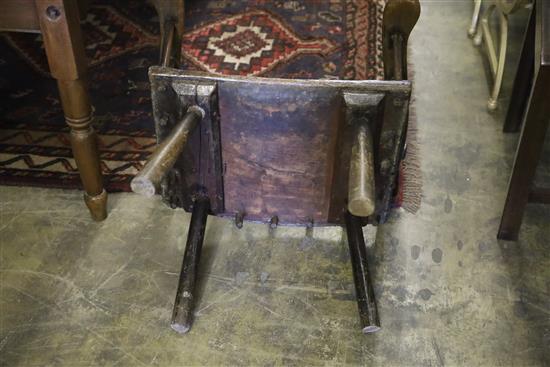 A 19th century Welsh primitive ash and elm armchair, W.63cm, D.50cm, H.88cm